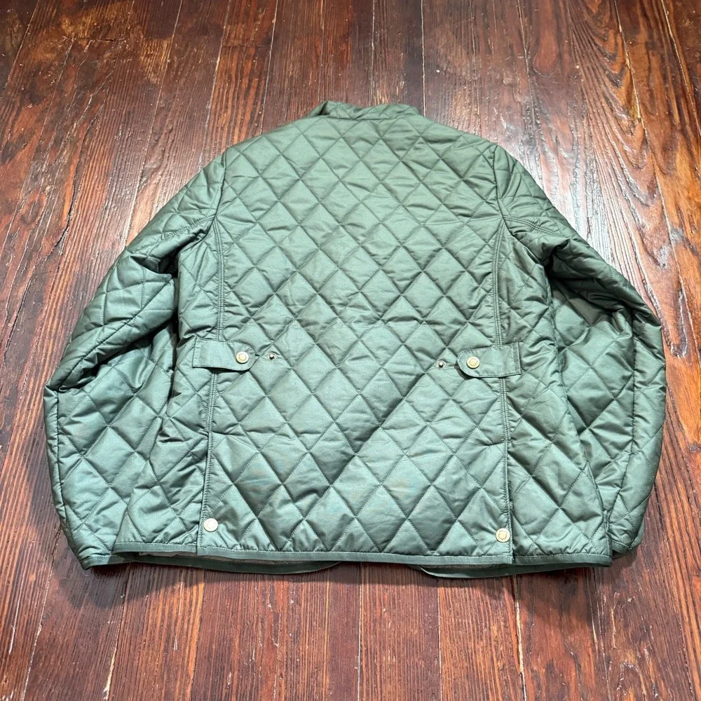 Eddie Bauer Quilted Jacket Women PM Green Sport Shop Lightweight Petite Zip Snap